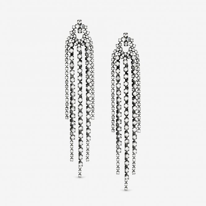 jon richard MOOD Hematite Crystal Multi Strand Long Statement Drop Earrings