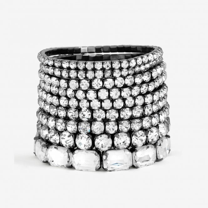 jon richard MOOD Hematite Crystal Multipack Stretch Bracelets - Pack of 9