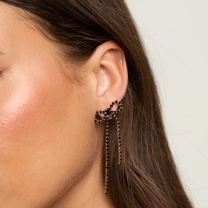 Jon Richard MOOD Jet Crystal Bow Statement Earrings