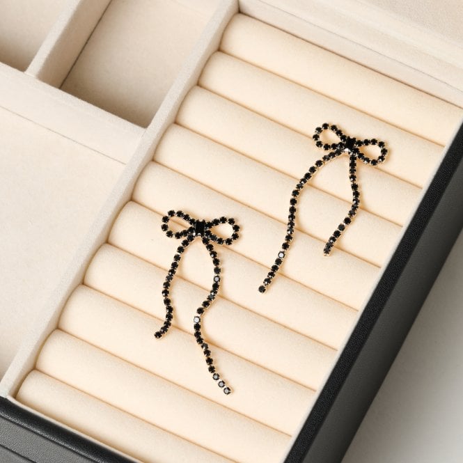 jon richard MOOD Jet Crystal Bow Statement Earrings