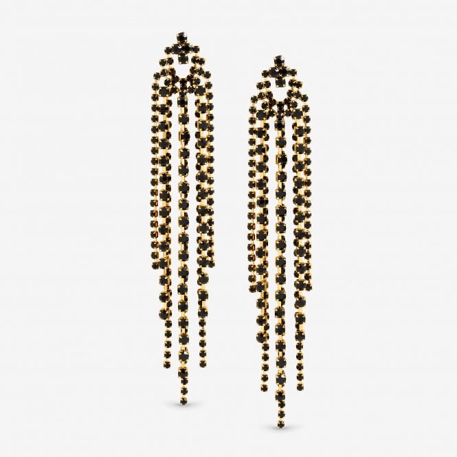 Jon Richard MOOD Jet Crystal Multi Strand Long Statement Drop Earrings