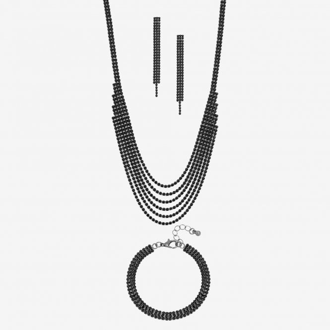 jon richard MOOD Jet Crystal Multirow Three Piece Set