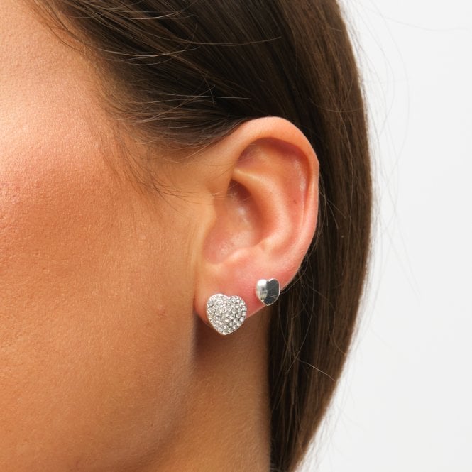 Jon Richard MOOD Mixed Plated Crystal Heart Stud Earrings - Pack Of 3