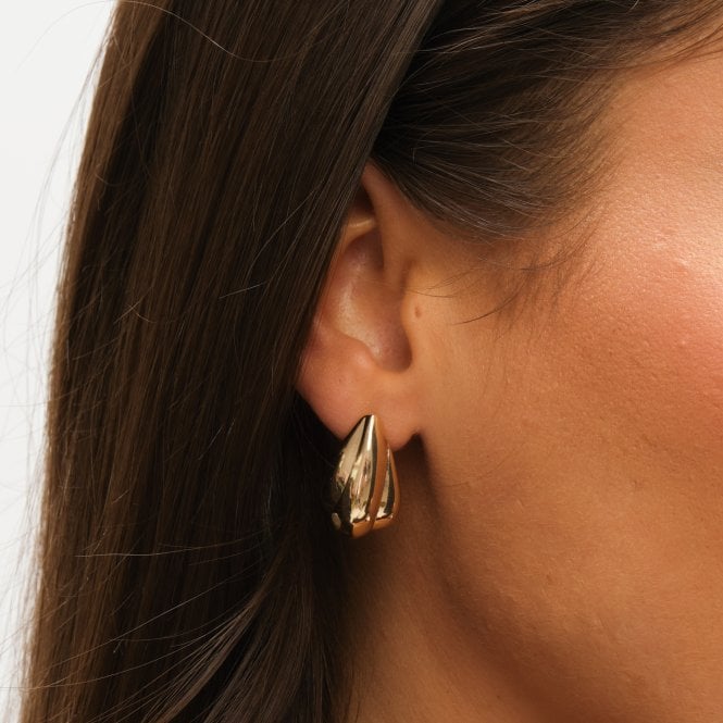 Jon Richard MOOD Polished Gold & Jet Crystal Dome Earrings - Pack Of 2