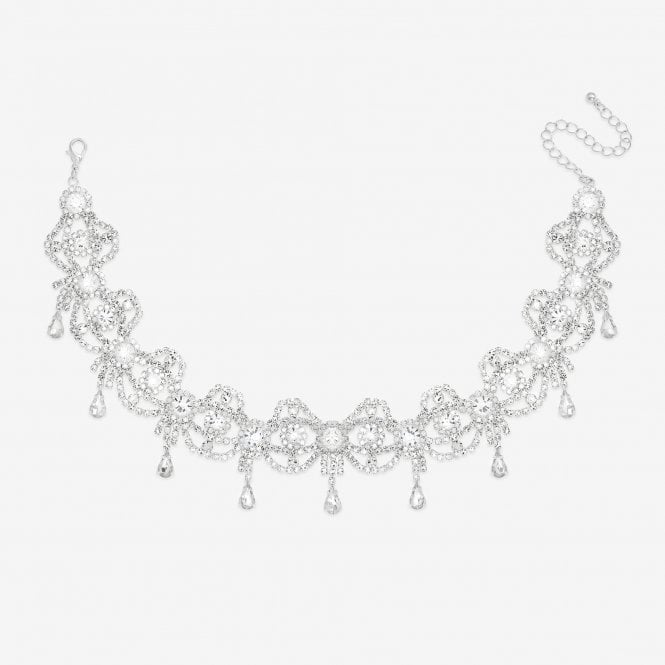 Jon Richard MOOD Silver Crystal Bow Drop Statement Choker