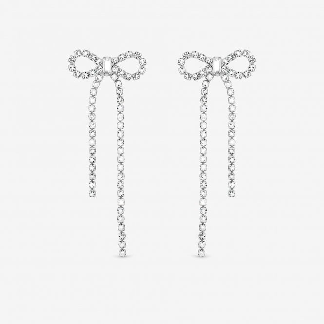 jon richard MOOD Silver Crystal Bow Statement Earrings jon richard MOOD Silver Crystal Bow Statement Earrings