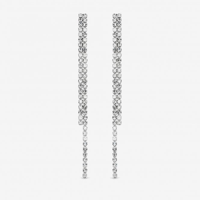 jon richard MOOD Silver Crystal Linear Drop Earrings