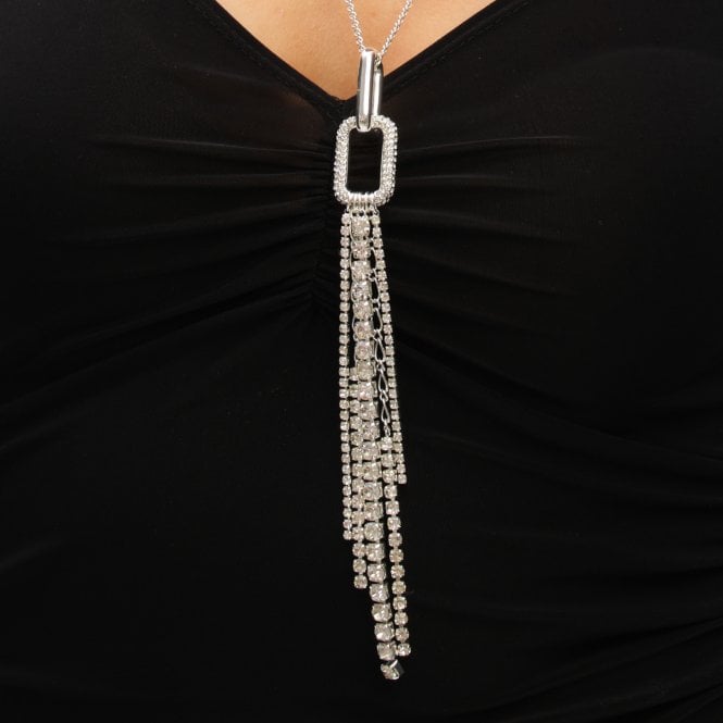 Jon Richard MOOD Silver Crystal Link Tassel Necklace