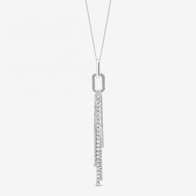 jon richard MOOD Silver Crystal Link Tassel Necklace