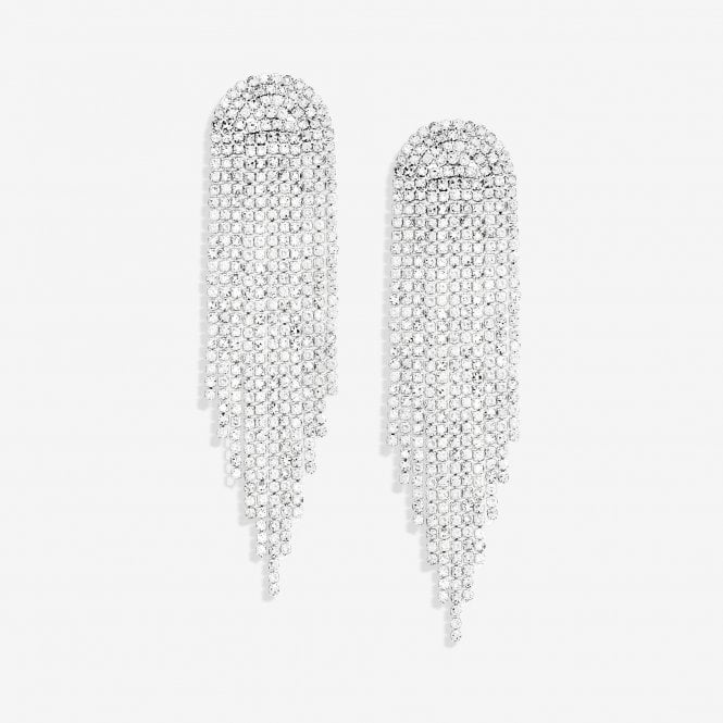jon richard MOOD Silver Crystal Tassel Statement Drop Earrings