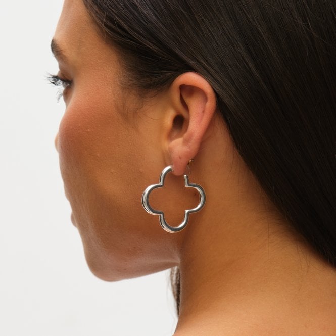 Jon Richard MOOD Silver & Gold Polished Open Clover Hoop Earrings - Pack Of 2