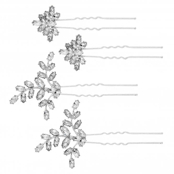 jon richard MOOD Silver Plated Clear Multipack Pin / Clip Hair