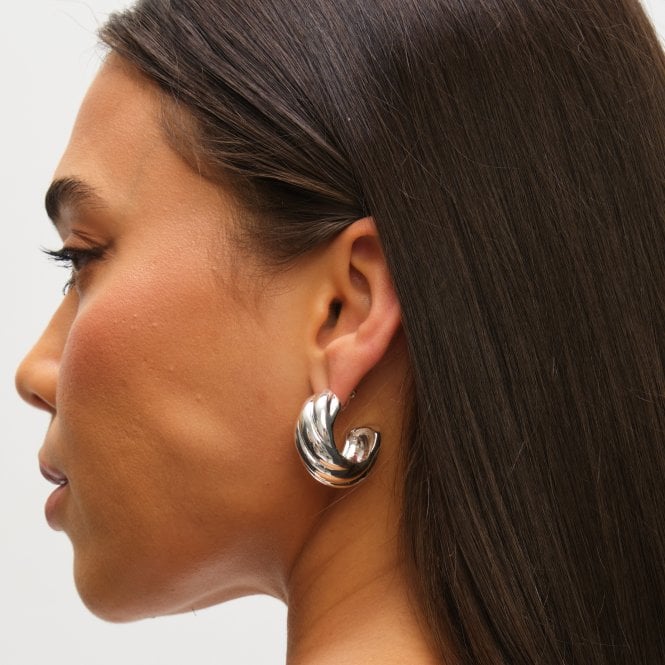 Jon Richard MOOD Silver Polished Intertwined Hoop Earrings