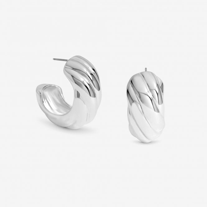 jon richard MOOD Silver Polished Intertwined Hoop Earrings