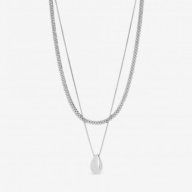 jon richard MOOD Silver Polished Triple Row Sculpted Nugget Pendant