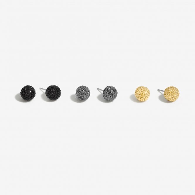 jon richard MOOD Two Tone Ball Stud Earrings - Pack of 3