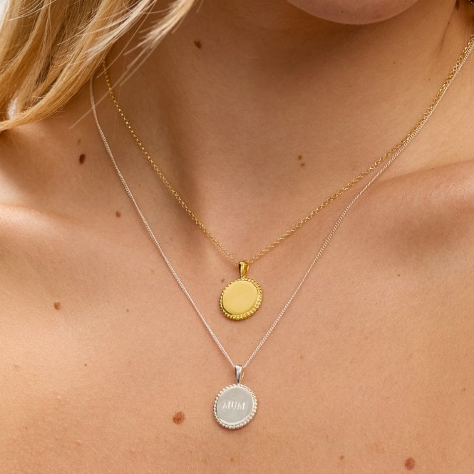 Jon Richard Simply Silver 14ct Gold Plated Sterling Silver Personalised Beaded Edge Round Pendant