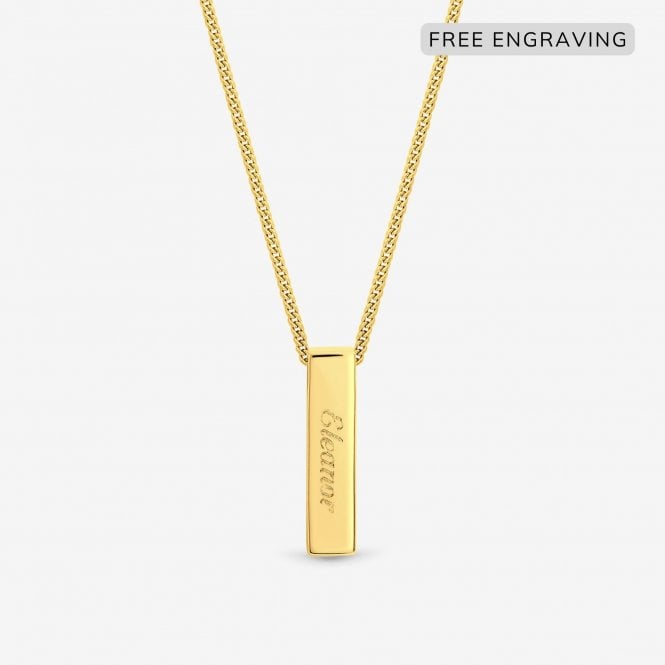 Jon Richard Simply Silver 14ct Gold Plated Sterling Silver Personalised Bar Pendant