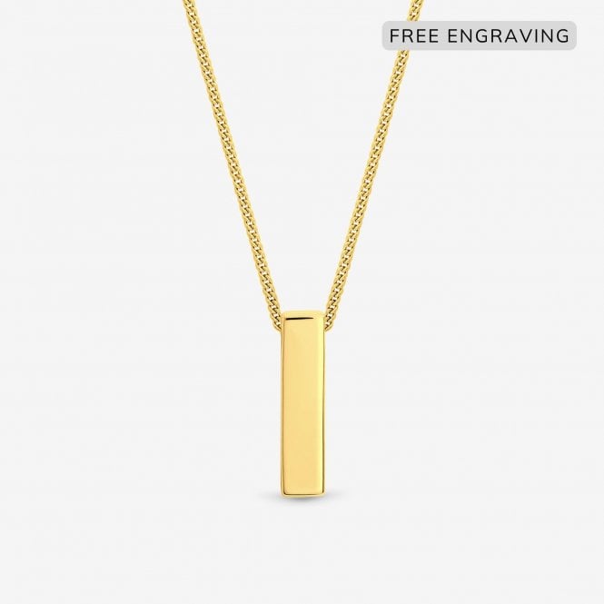 jon richard Simply Silver 14ct Gold Plated Sterling Silver Personalised Bar Pendant