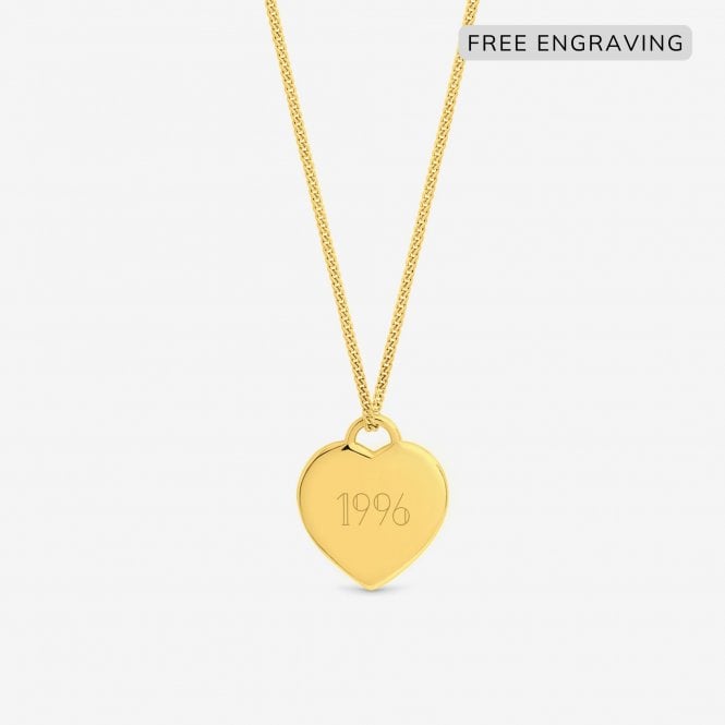 jon richard Simply Silver 14ct Gold Plated Sterling Silver Personalised Heart Pendant