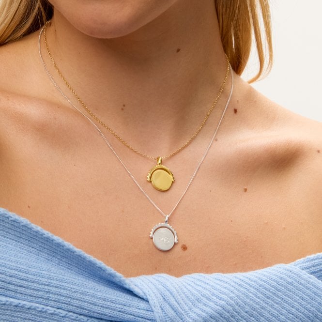 Jon Richard Simply Silver 14ct Gold Plated Sterling Silver Personalised Beaded Edge Spinner Pendant