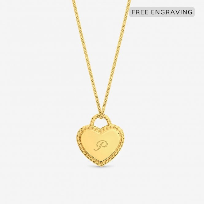 jon richard Simply Silver 14ct Gold Plated Sterling Silver Personalised Beaded Heart Pendant
