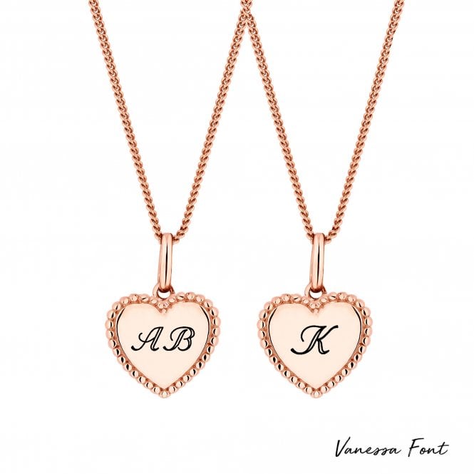 Jon Richard Simply Silver 14ct Rose Gold Plated Sterling Silver 925 Beaded Edge Personalised Heart Pendant