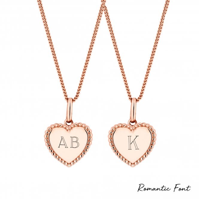 Jon Richard Simply Silver 14ct Rose Gold Plated Sterling Silver 925 Beaded Edge Personalised Heart Pendant