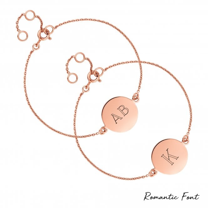 Jon Richard Simply Silver 14ct Rose Gold Plated Sterling Silver 925 Disc Bracelet - Personalise By Engraving