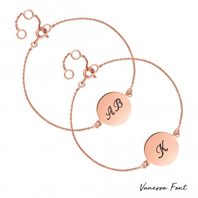 Jon Richard Simply Silver 14ct Rose Gold Plated Sterling Silver 925 Disc Bracelet - Personalise By Engraving