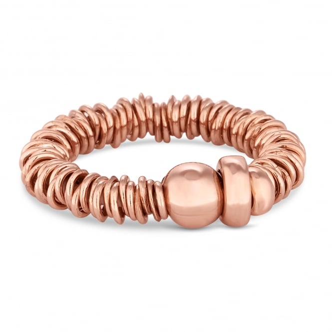 jon richard Simply Silver 14ct Rose Gold Plated Sterling Silver 925 Multi Link Stretch Ring