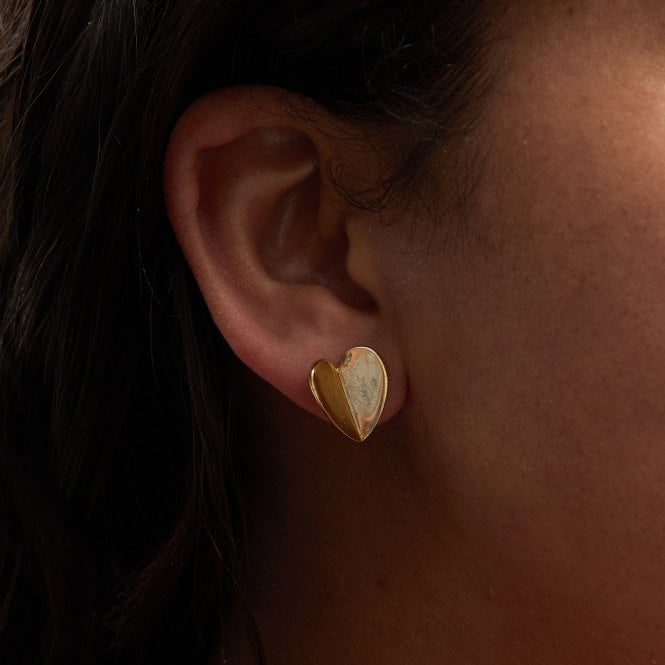 Jon Richard Simply Silver Recycled Gold Plated Sterling Silver 925 Heart Stud Earrings