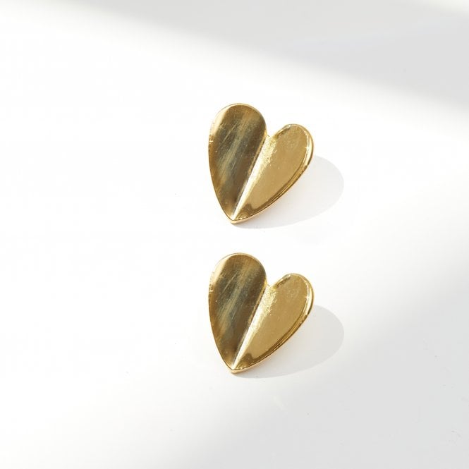 Jon Richard Simply Silver Recycled Gold Plated Sterling Silver 925 Heart Stud Earrings