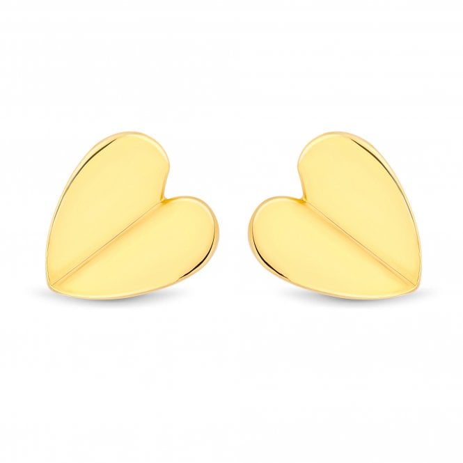 jon richard Simply Silver Recycled Gold Plated Sterling Silver 925 Heart Stud Earrings