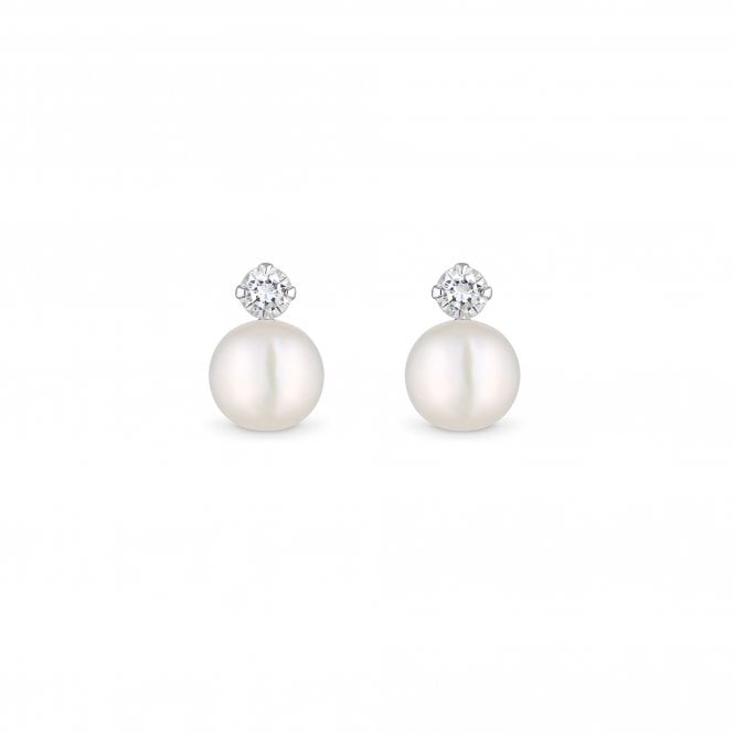 Jon Richard Simply Silver Recycled Sterling Silver 925 Pearl And Cubic Zirconia Stud Earrings