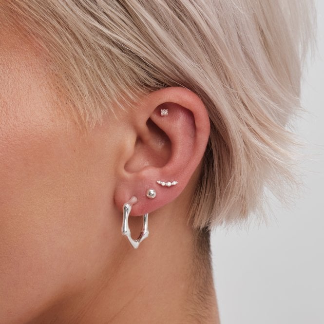 Jon Richard Simply Silver Sterling Silver 925 Bamboo Hoop Earrings