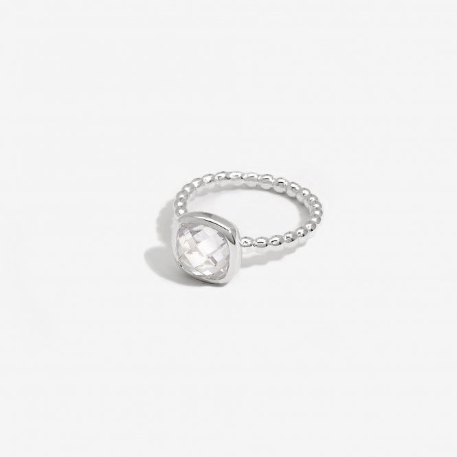 jon richard Simply Silver Sterling Silver 925 Beaded Polished And Cubic Zirconia Centre Ring
