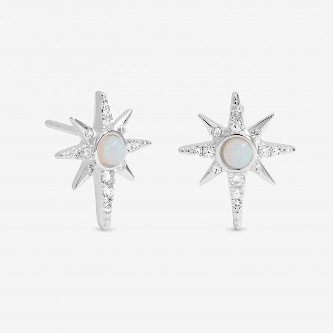 jon richard Simply Silver Sterling Silver 925 Celestial Opal Stud Earrings