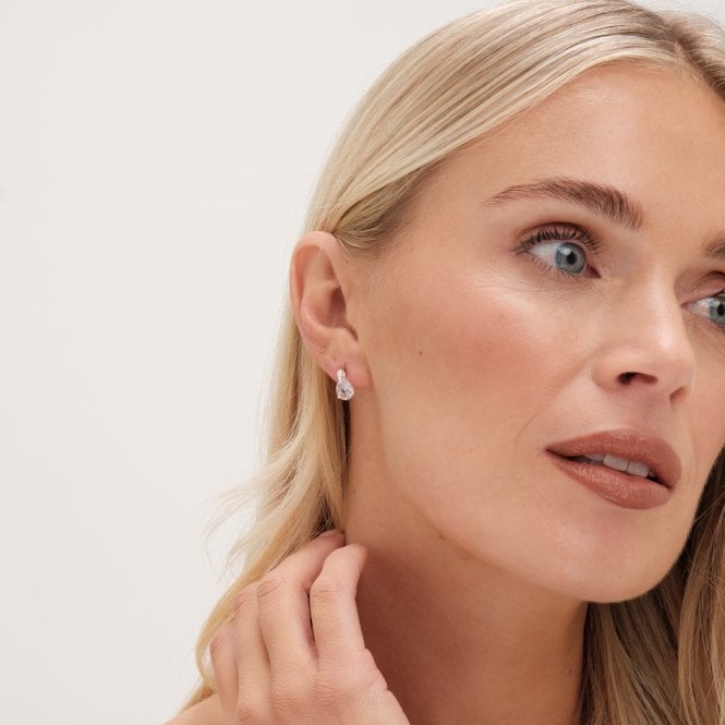 Jon Richard Simply Silver Sterling Silver 925 Cubic Zirconia And Pave Pear Drop Stud Earrings