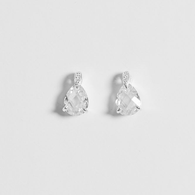 Jon Richard Simply Silver Sterling Silver 925 Cubic Zirconia And Pave Pear Drop Stud Earrings