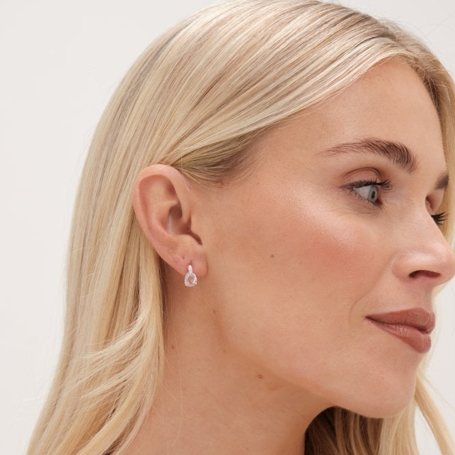 Jon Richard Simply Silver Sterling Silver 925 Cubic Zirconia And Pave Pear Drop Stud Earrings