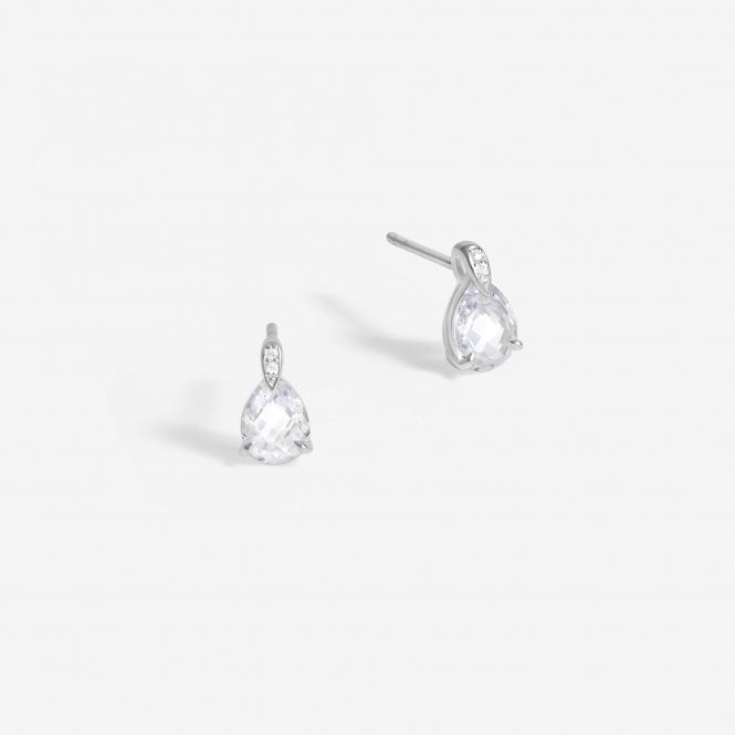 jon richard Simply Silver Sterling Silver 925 Cubic Zirconia and Pave Pear Drop Stud Earrings