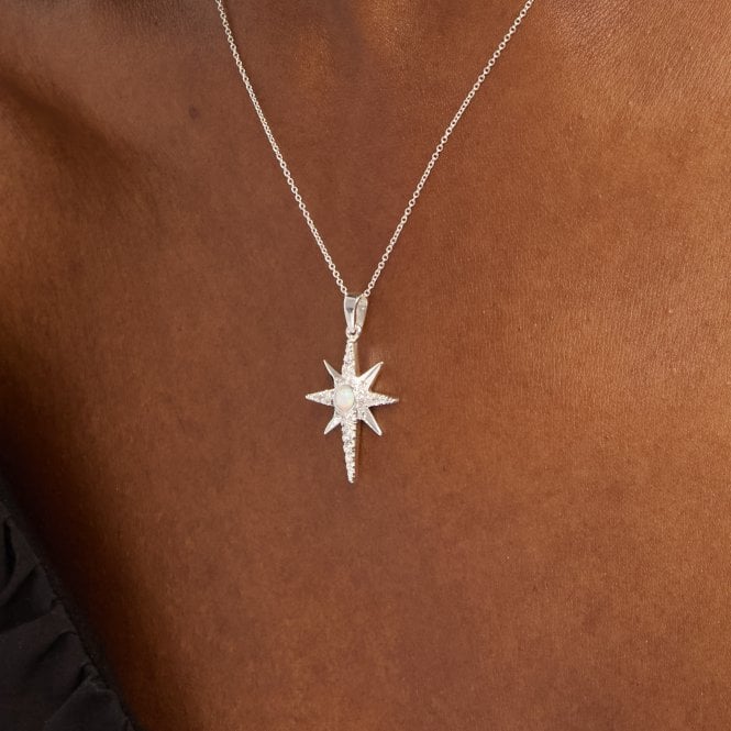 Jon Richard Simply Silver Sterling Silver 925 Cubic Zirconia And Opal Celestial Pendant - Gift Pouch