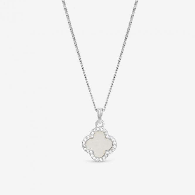 jon richard Simply Silver Sterling Silver 925 Cubic Zirconia and Mother of Pearl Clover Pendant jon richard Simply Silver Sterling Silver 925 Cubic Zirconia and Mother of Pearl Clover Pendant