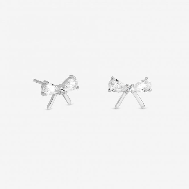 Jon Richard Simply Silver Sterling Silver 925 Cubic Zirconia Bow Earrings - Gift Cracker