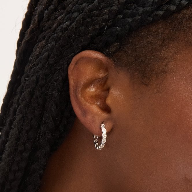 Jon Richard Simply Silver Sterling Silver 925 Cubic Zirconia Bezel Hoop Earrings