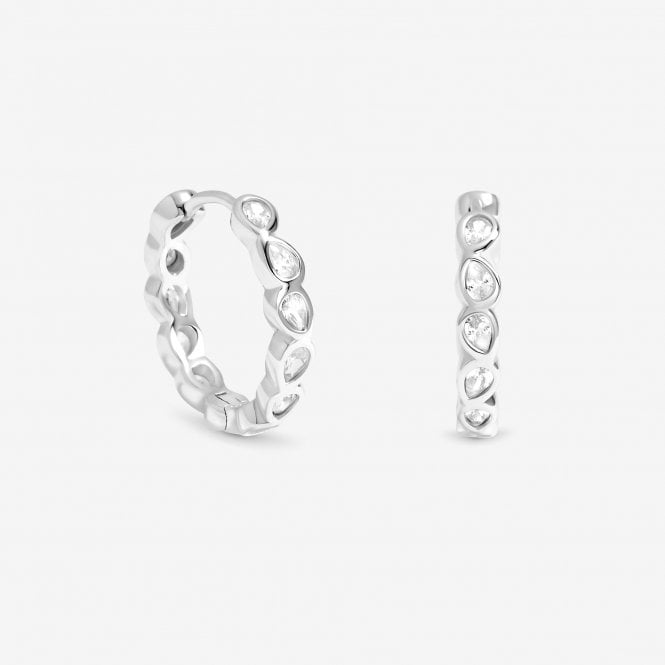 jon richard Simply Silver Sterling Silver 925 Cubic Zirconia Bezel Hoop Earrings