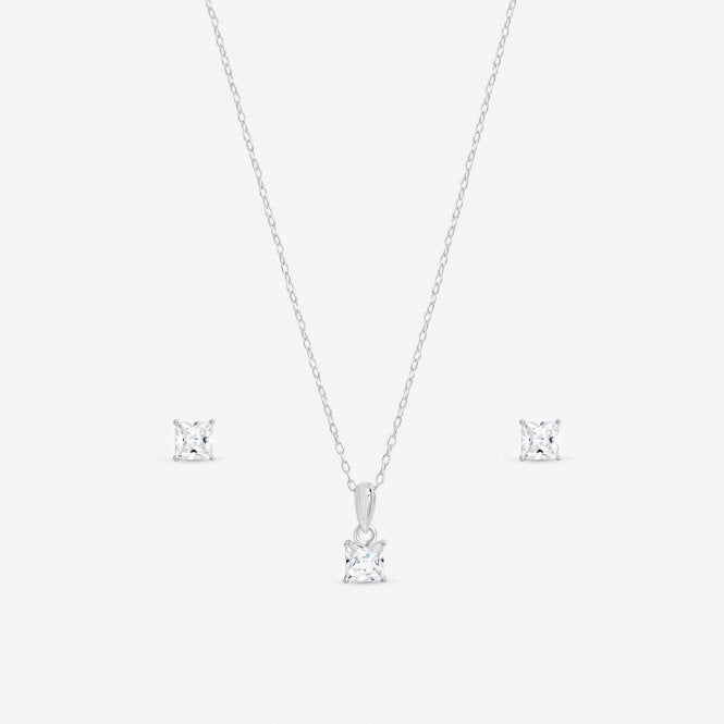 Jon Richard Simply Silver Sterling Silver 925 Cubic Zirconia Cushion Set