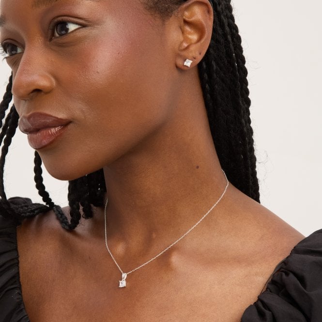 Jon Richard Simply Silver Sterling Silver 925 Cubic Zirconia Cushion Set