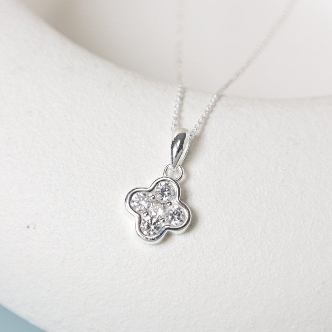 Jon Richard Simply Silver Sterling Silver 925 Cubic Zirconia Clover Pendant